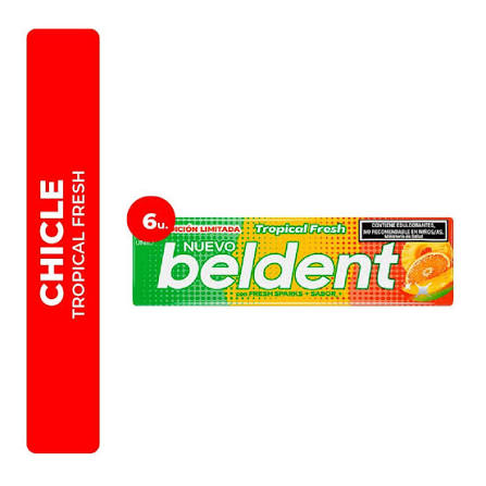 CHICLE BELDENT 10G TROPICAL MIX (comprando x blisters precio mayorista)